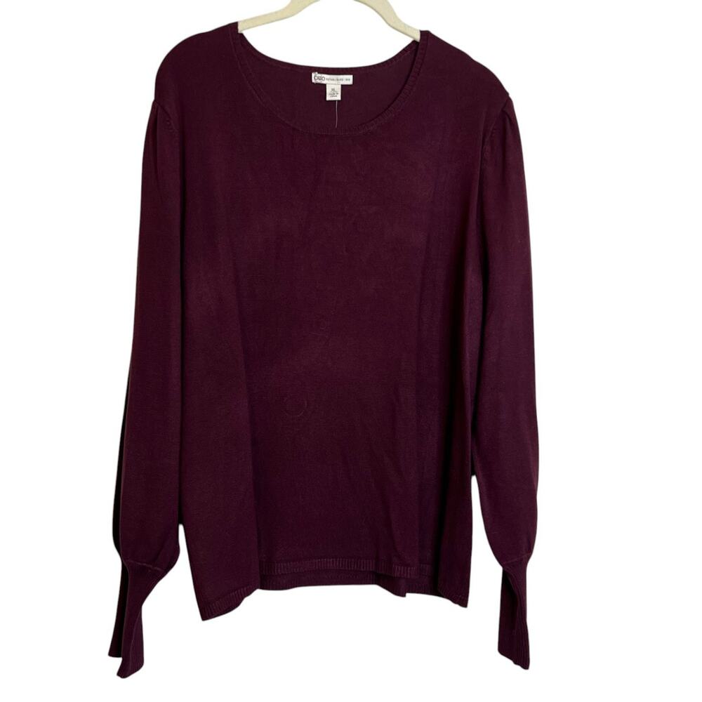 Cato Womens Sweater XL Elderberry Long Sleeve Rayon Nylon Knit Pullover NEW